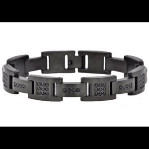 Stainless Steel Black Plated Bracelet with CZ